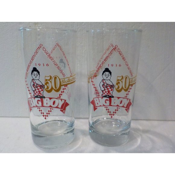 Vintage Bob's Big Boy 50th Anniversary Glasses SET OF 2 (1936 - 1986) - Picture 2 of 5